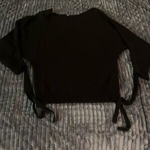 Joie Sz Sm Cute Black Sweater with ties on both sleeves.